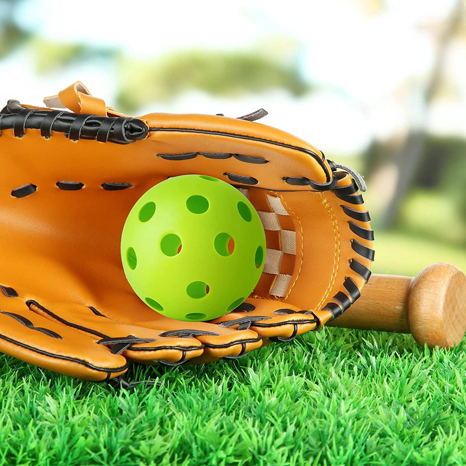 12/100 Pack Baseball Practice Balls Plastic Training Balls Lightweight Hollow Softballs with a Drawstring Bag for Hitting, Baseball Training Indoor Outdoor Use