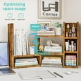 thumbnail image 4 of Desk Shelves Desktop Orgnizer Shlef - Rustic Office Organization for Top of Desk Organizers and Accessories Corner Bookshelf Table Top Shelving Small Hutch Decorations for Office, 4 of 14