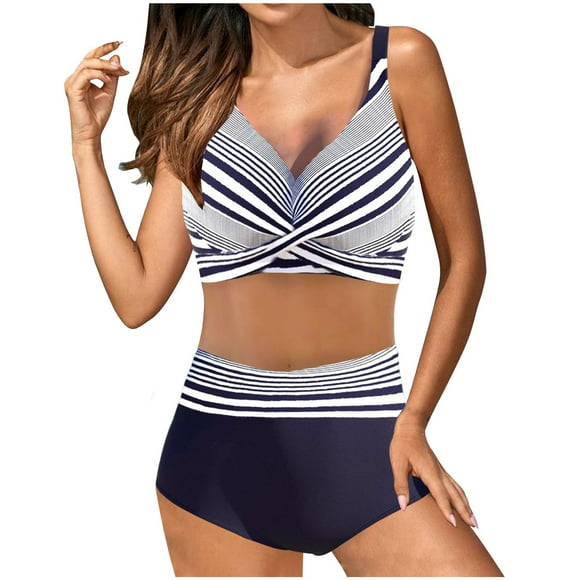 FcBaudy Womens Swimsuits Two Piece Swimsuit for Women Bathing Suit for Women Swimsuits For Women 2 Piece Hawaiian Tropical Print Swim Cami Bra And Ruffles Bathing Sets Beachwear Women Swimsuit