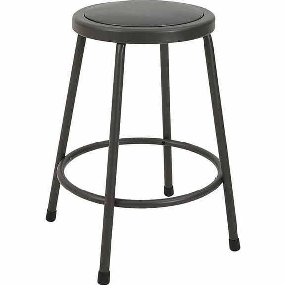 Lorell LLR83081 24 in. Metal Shop Stool with Vinyl PADDED Seat, Light Gray
