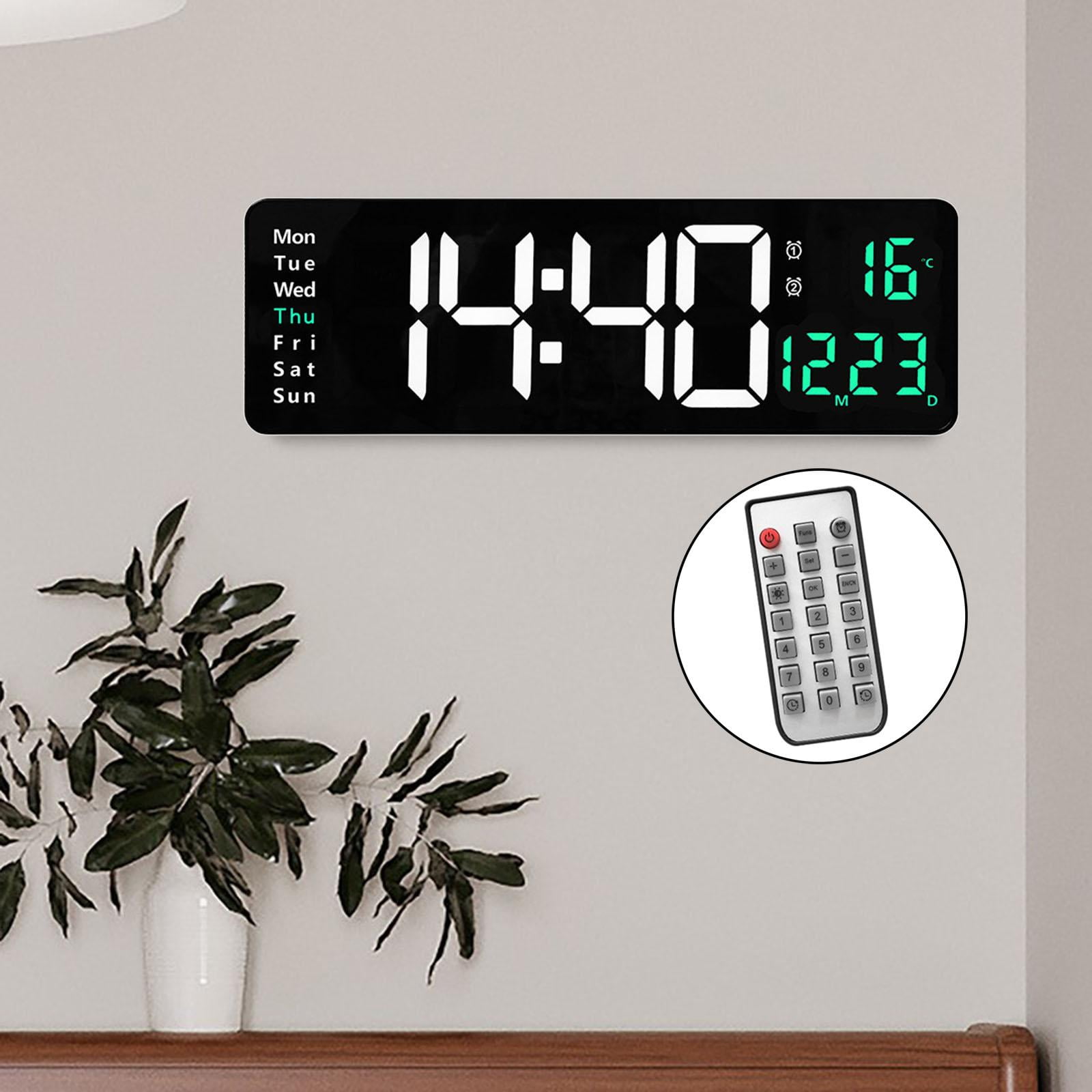 Oversized 15" Digital USB Two-Color Display with Remote Control Large Number W/ Calendar Classroom Bedroom Decoration , Green