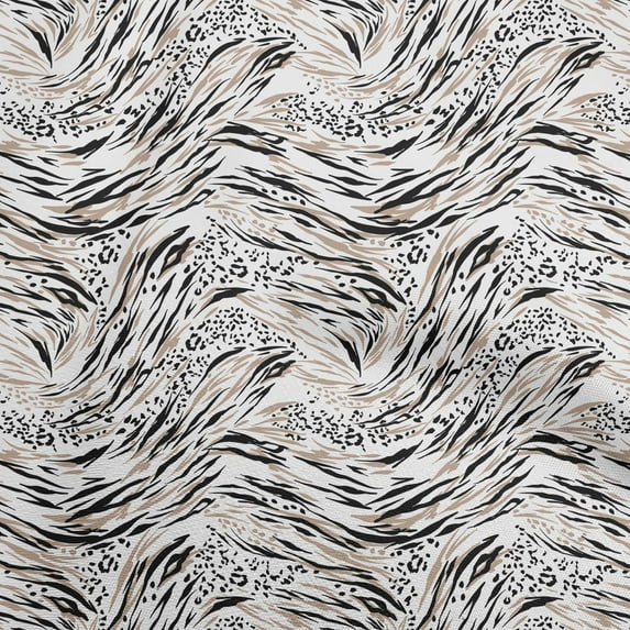 oneOone Cotton Flex White Fabric Animal Skin Dress Material Fabric Print Fabric By The Yard 40 Inch Wide