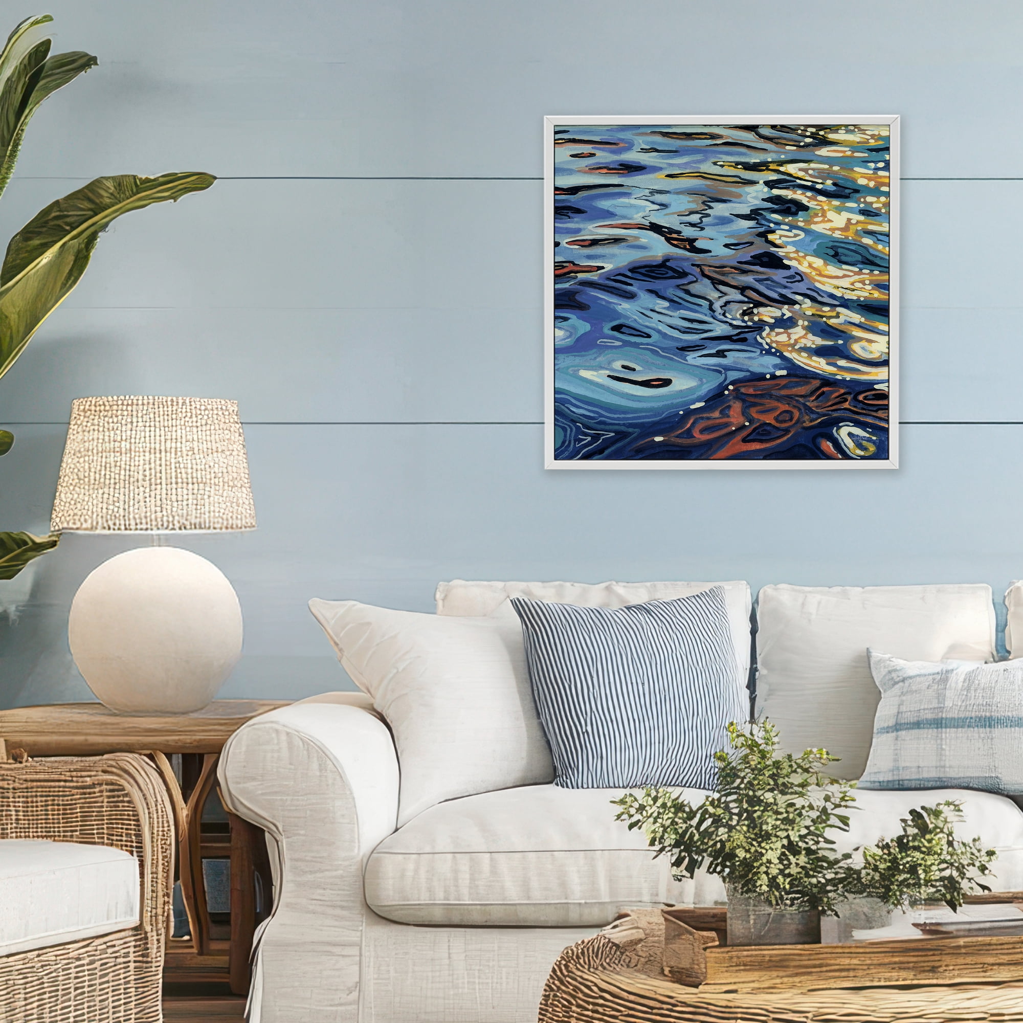 Stupell Industries Sunrise on Rippling Water White Framed Giclee Art, design by Kate Jarvik Birch
