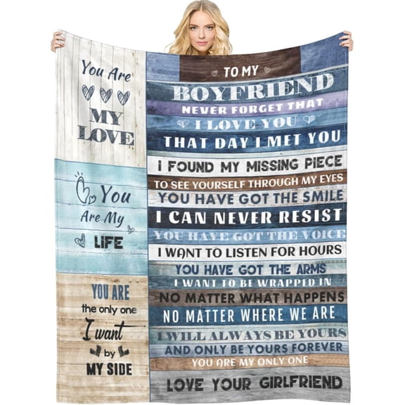 Boyfriend Birthday Gift Throw Blankets I Love You Gifts for Him, to My Boyfriend Blanket Anniversary Romantic Gifts Blanket for Bed Couch, Soft Throw Blankets for Christmas Valentines 40x50inch