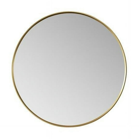 Vinnova 803332-MIR-BG 32 x 32 in. Cascante Round Metal Wall Mirror, Brushed Gold