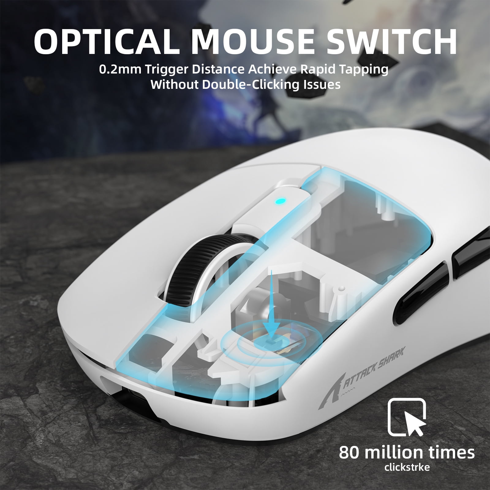 ATTACK SHARK R6PRO 39g Superlight Wireless Gaming Mouse, PixArt PAW3950MAX 42000 DPI, MCU Nodic 52840 Computer Mouse, 8K Polling Rate Web Driver, BT/2.4Ghz/Wired Tri-Mode Mice with Coiled Cable