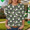 thumbnail image 2 of felwors St Patty's Day Shirt Women 2025 Casual Plus Size 3/4 Sleeve Irish Clover Shirts Funny Saint Patrick's Tunic Tops (Grey, L), 2 of 6