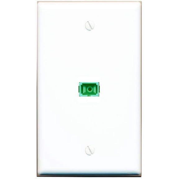 RiteAV 1 Port Fiber Optic Coupler Jack SC Simplex Singlemode APC Wall Plate - Flat White