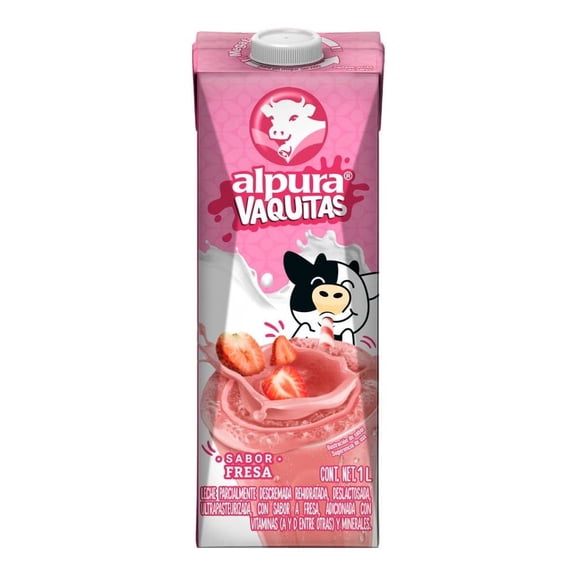 Leche Alpura Vaquitas sabor fresa 1 l