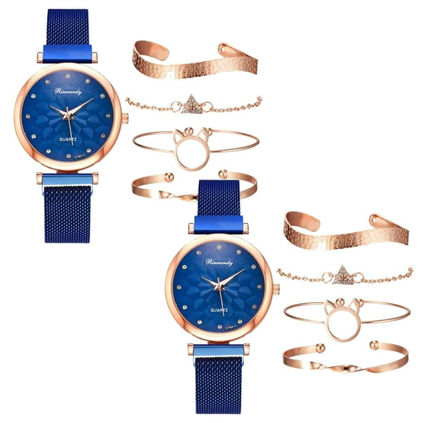 Reloj AstraTimeBlue VentDepot 2Pzas Dial 3.4cm Longitud 25cm Ancho 1.4cm Grosor 1cm Azul