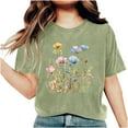thumbnail image 7 of Hyknon Graphic Tees for Women 2025 Fashion Floral Printed Short Sleeve Round Neck T-shirt Mother's Day Gifts Casual Loose Fit Versatile Summer Tops, 7 of 7
