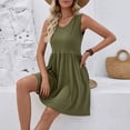 thumbnail image 3 of Tauxra Sleeveless V-Neck Summer Short Dress for Women, Casual Solid Soft Lightweight Fabric, Daily Beach Party, 3 of 9