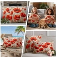 thumbnail image 3 of 2 Pack Outdoor Waterproof Throw Pillow Covers,Red Poppy Flower Watercolor Decorative Square Patio Pillowcases for Chair Couch Sofa 16x16in, 3 of 9