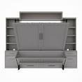 thumbnail image 6 of RoomAndLoft Queen Size Murphy Wall Bed with Shelf Storage and in Gray Solid Wood, 6 of 10