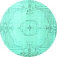 thumbnail image 1 of Ahgly Company Machine Washable Indoor Round Persian Turquoise Blue Traditional Area Rugs, 3' Round, 1 of 4