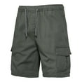 thumbnail image 1 of pstuiky Pantalones cortos para hombre, Pantalones cortos de cintura elástica con cordón y múltiples bolsillos a la moda para hombre Pantalones cortos cargo, 1 of 5