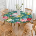 thumbnail image 3 of Pioneer Flower Floral Print Pattern Round Fitted Tablecloth with Elastic Edge,Dining Table Cover Waterproof,Outdoor Round Tablecloth for Camping,Dining,Indoor and Outdoor, 3 of 7