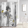 thumbnail image 2 of Rustic Farmhouse Shower Curtain, Farm Gray Grey Daisy Floral Flowers and Butterfly on Country Wooden Shower Curtain for Bathroom, Gray White Yellow Shower Curtain with 12PCS Hooks, 48X70IN, 2 of 16