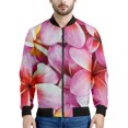 thumbnail image 3 of Chaqueta con cremallera y estampado de frangipani colorido para hombre y mujer, abrigo con estampado floral en 3D, chaquetas con cremallera, sudadera bomber de manga larga, 3 of 5