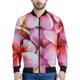 thumbnail image 3 of Chaqueta con cremallera y estampado de frangipani colorido para hombre y mujer, abrigo con estampado floral en 3D, chaquetas con cremallera, sudadera bomber de manga larga, 3 of 5