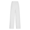 thumbnail image 6 of QATAINLAV Linen Pants Women Elastic High Waisted Wide Leg Beach Pants Solid Casual Pull On Lounge Trousers with Pockets, White, XXXL, 6 of 7