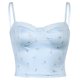thumbnail image 5 of Azul M (Video incluido) Top corto con ombligo y camisola floral empalmado de encaje retro sexy para mujer, 5 of 8