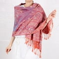 thumbnail image 7 of Ladies Ethnic Pashmina Winter Bohemian Travel Scarves Women Scarf Cashew Jacquard Scarf Long Soft Shawls PURPLE, 7 of 7