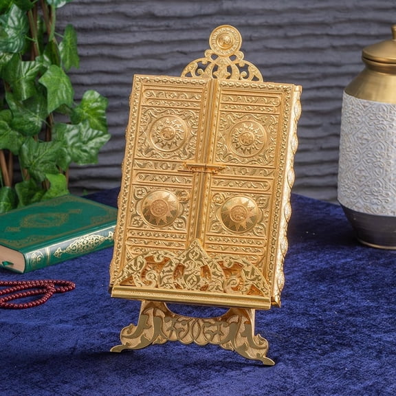 Luxury Islamic Book, Quran Storage Box - Gold Metal Decorative Box