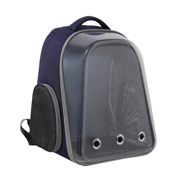 Mochila transparente para transportar mascotas, ventilada, impermeable, transpirable y cómoda. Azul oscuro