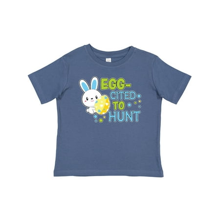 

Inktastic Eggcited to Hunt with Bunny Holding Easter Egg Gift Baby Boy T-Shirt