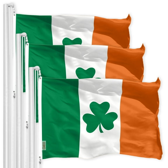 Ireland SHAMROCK Irish Flag 3x5FT 3-Pack 150D Printed Polyester By G128