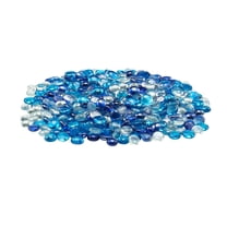 KFFKFF Fire Glass, 10LBS / 4.5KG Smokeless Fireplace Stones, 3/4-Inch Reflective Glass Beads, Lustrous Landscaping Stones for Fire Pit Table, Cobalt Blue, Caribbean Blue, and Clear