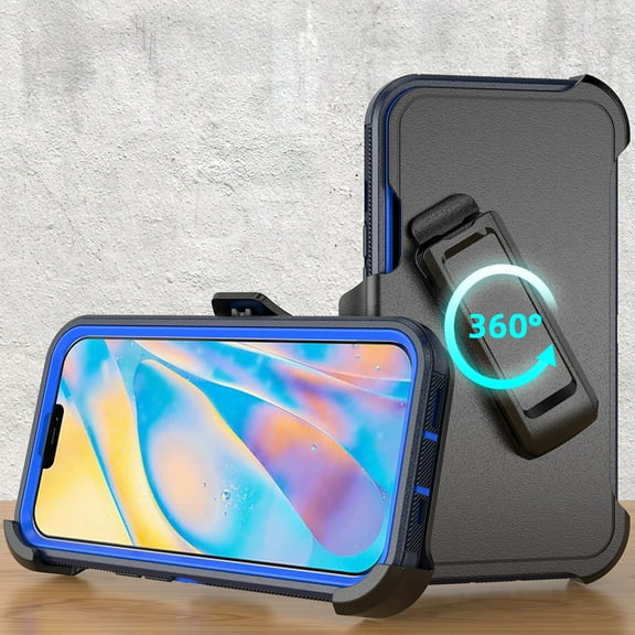 NIFFPD iPhone 13 Case with Belt-Clip Holster , Heavy Duty Hard Shockproof Protective Phone Case for iPhone 13 6.1" Dark Blue Blue