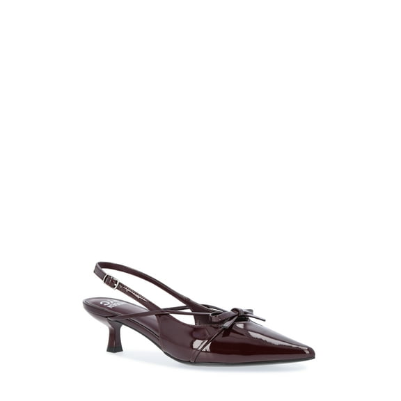 Madden NYC Women's Shiny Faux Leather Slingback Heels with Bow