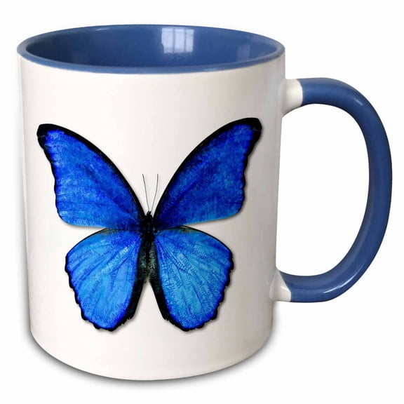 3drose, Photo Illustration Blue Butterfly, 11oz Two-tone Blue Mug