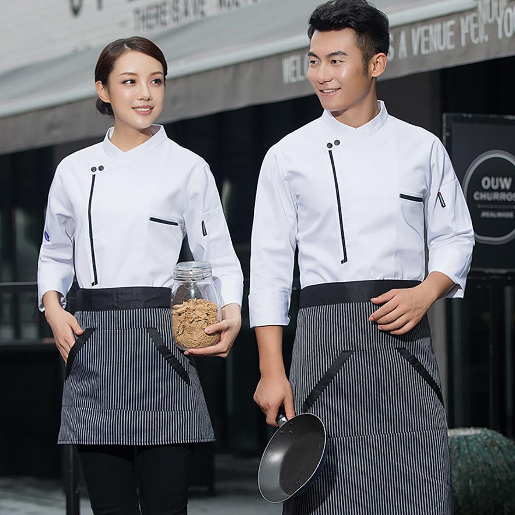 Irene Inevent Chef Coat Unisex-Adult Long Sleeved Air Permeability Bake Easy Clean Cooking Uniform for Autumn and Winter Restaurant Cake Shop White L - image 4 of 10