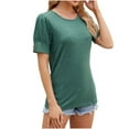 thumbnail image 2 of Fesfesfes T Shirts for Womens Fashion Print Tops Short Sleeve Out Blouse Funny Round Neck T-Shirt Tops Womens Short Sleeve Blouses XL(US:10), 2 of 5