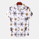 thumbnail image 2 of Hombres Casual Botones Playa Sin posicionamiento Estampado floral Turndown Camisa de manga corta Blusa Pompotops oipoqjl49170, 2 of 9