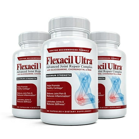 Joint Repair (flexacil ultra - (3 bottles, 60 caps each) the most advanced joint repair and pain relief formula - premium)