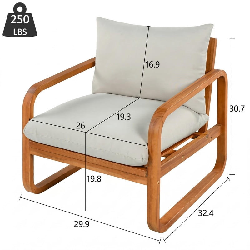 4-Piece Acacia Wood Outdoor Sectional Set with Cushions, Patio Chat Sofa Set with Coffee Table, Weather-Resistant Conversation Set