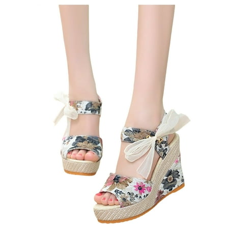 

ZHELIYO Women s sandals Thick Bottom Slope And Fashion Outside Wearing Open Toed Square Head Cold Drags Women s Shoes Korean Denim Cloth High Heeled Red 6