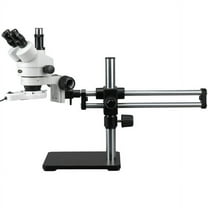 AmScope 7X-45X Trinocular Stereo Microscope on Ball Bearing Boom Stand Light New