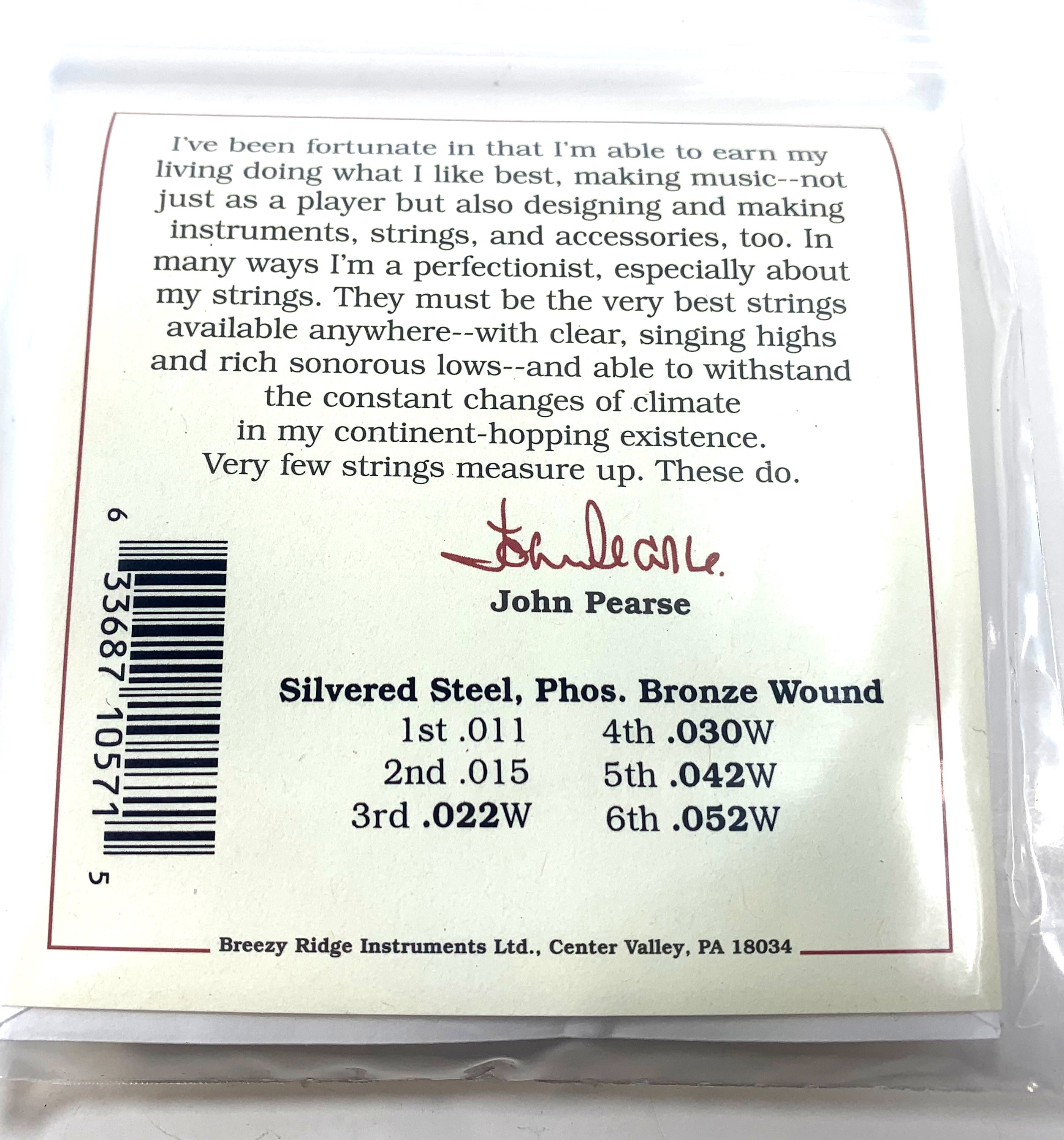 John Pearse Guitar Strings 2-Pack Acoustic Phosphor Bronze Wound Slightly Light 570C