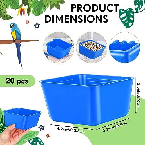 20 Pcs Chicken Water Feeder Cups 16 oz Pigeon Bird Feeder Cups Hanging Cage Chicken Water Cup for Pet Parrot Rooster Parakeet Bunny Gamefowl Poultry Wire Hutch(Blue)