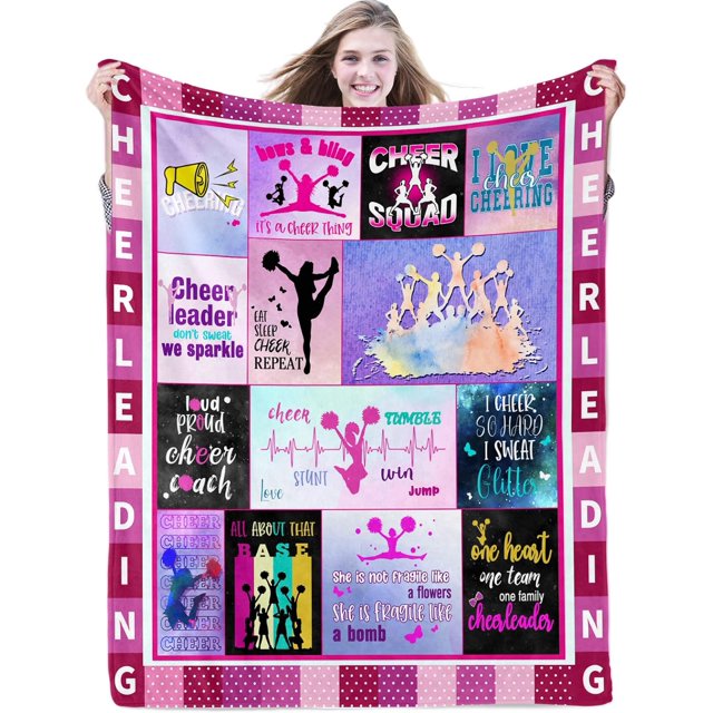 LHSHID Cheerleader Blanket Gifts for Girls Cheer Blanket Gifts for Teens Cheerleading Birthday Gift for Cheer Team Stuff Lovers Soft Flannel Fleece Throw Blankets for Sofa Couch 50"x60"
