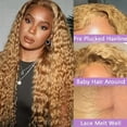 thumbnail image 3 of 13x6 Deep Wave Lace Front Wig Honey Blonde Lace Front Wigs Water Wave 200 Density, 3 of 7