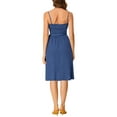thumbnail image 3 of Vestido de tirantes de spaghetti con cintura ajustable y volantes de lunares de Allegra K para mujer en azul XL, 3 of 6