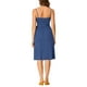 thumbnail image 3 of Vestido de tirantes ajustables con cintura atada y estampado de lunares para mujer azul L, 3 of 6