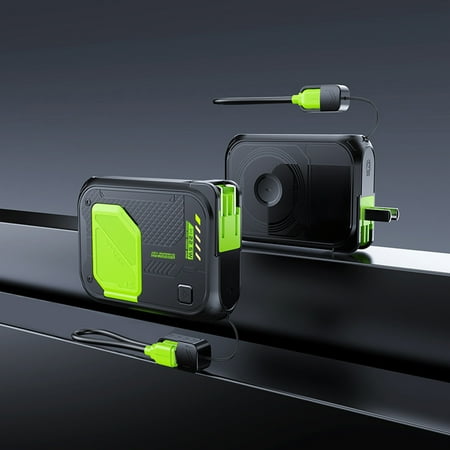 Hotpom Magnetic Power Bank, 20000mAh Portable Charger, with Foldable Wall Plug, Detachable Data Cable, Foldable Bracket, Outdoor Emergency Backup Battery, Compatible with iPhone, Samsung, Black