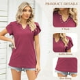 thumbnail image 2 of TEMOFON Blouse for Women Short Sleeve Summer Dressy Tops Cap Sleeve Tee Fashion Petal Sleeve Rose Red Trendy Ttshirt Clothes Rose Red M, 2 of 7